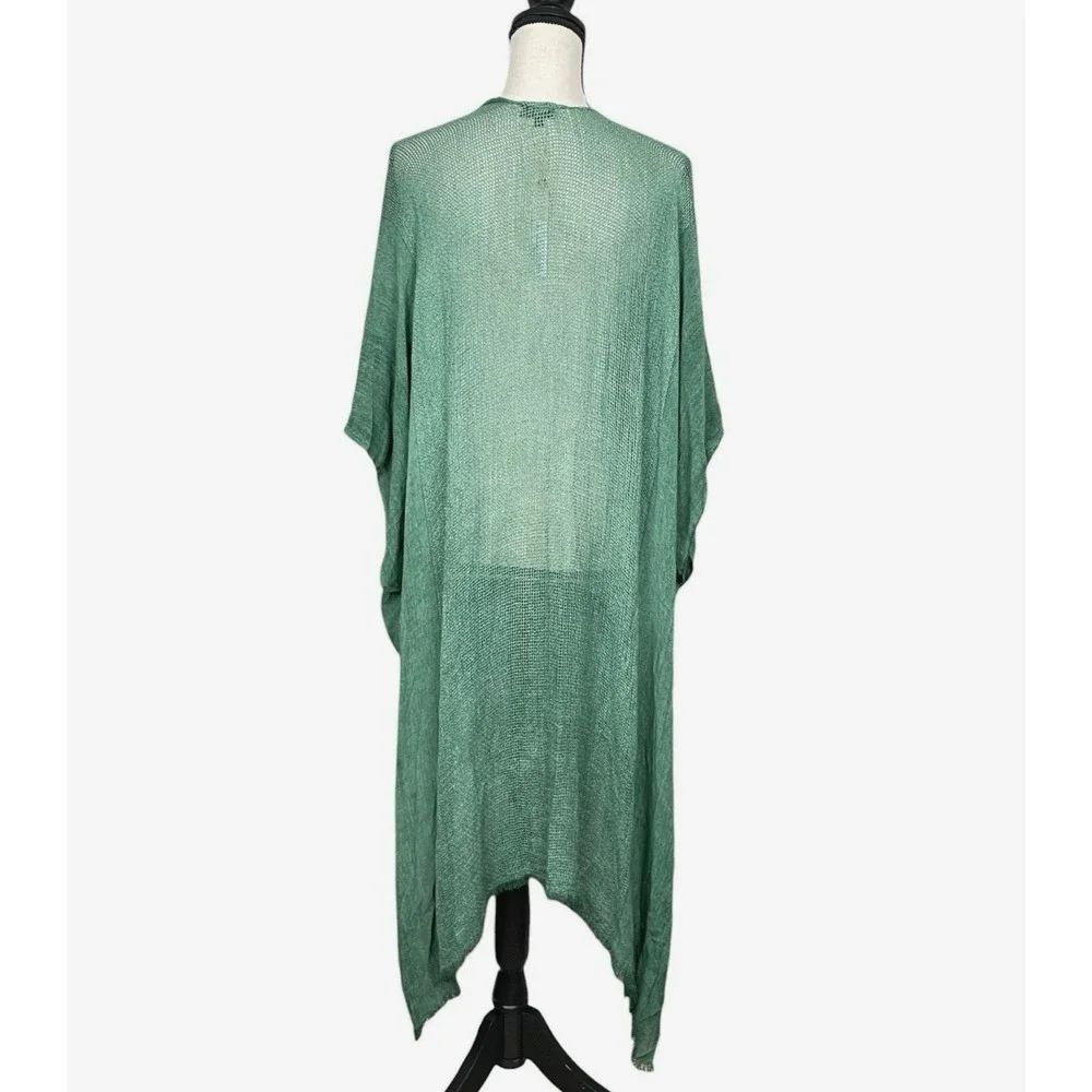 Boho Sheer Green Lightweight Open Front‎ Cardigan Womens OS Wrap Beach Festival